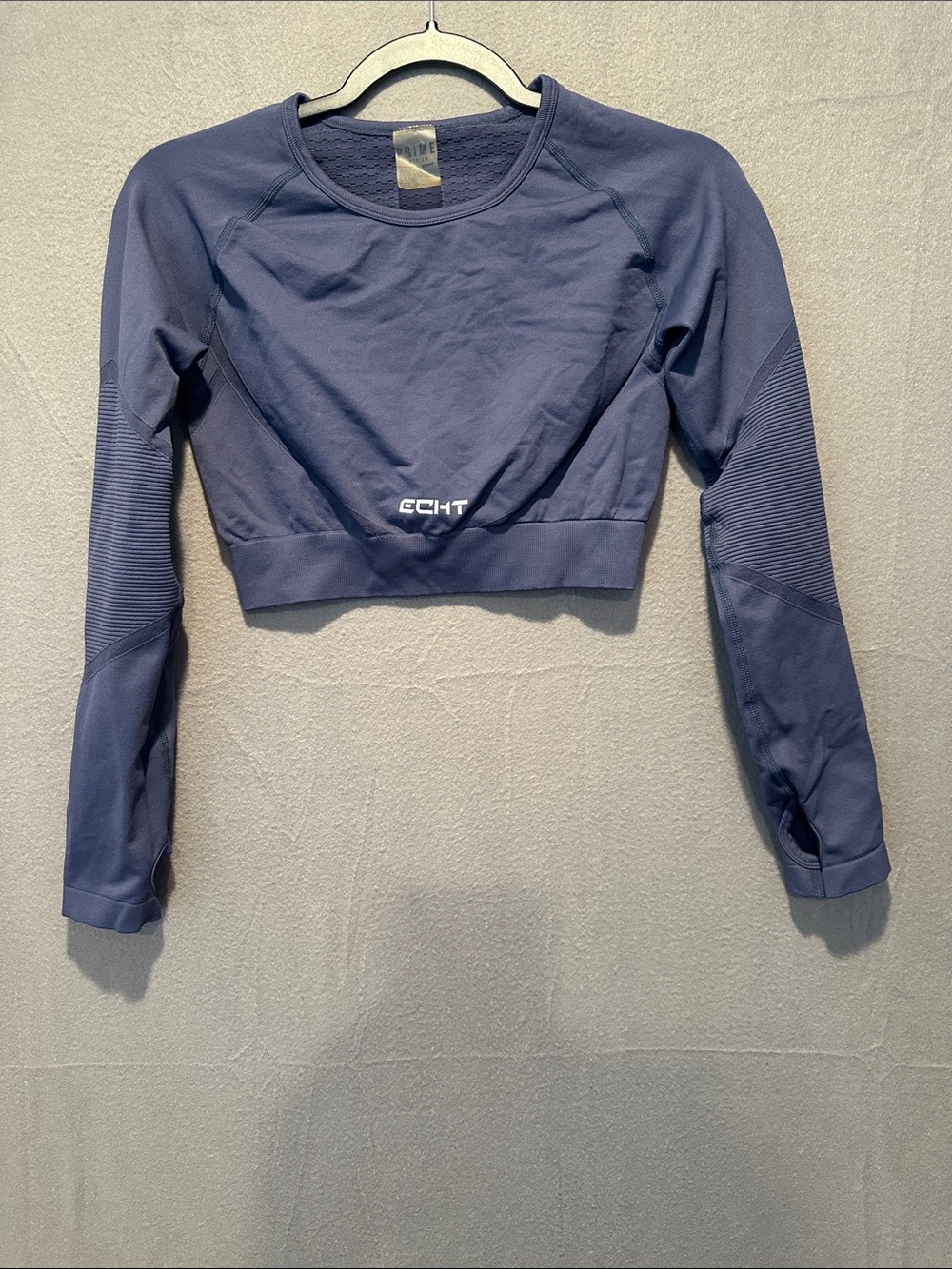 ECHT Navy Cropped Long Sleeve Active Top